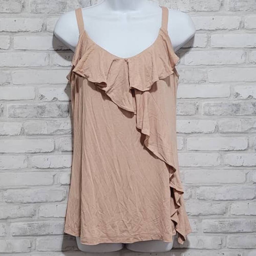 Just Yummie Body Shaping Ruffle Cami Tank Top Light Flesh Tone Womens Size Small